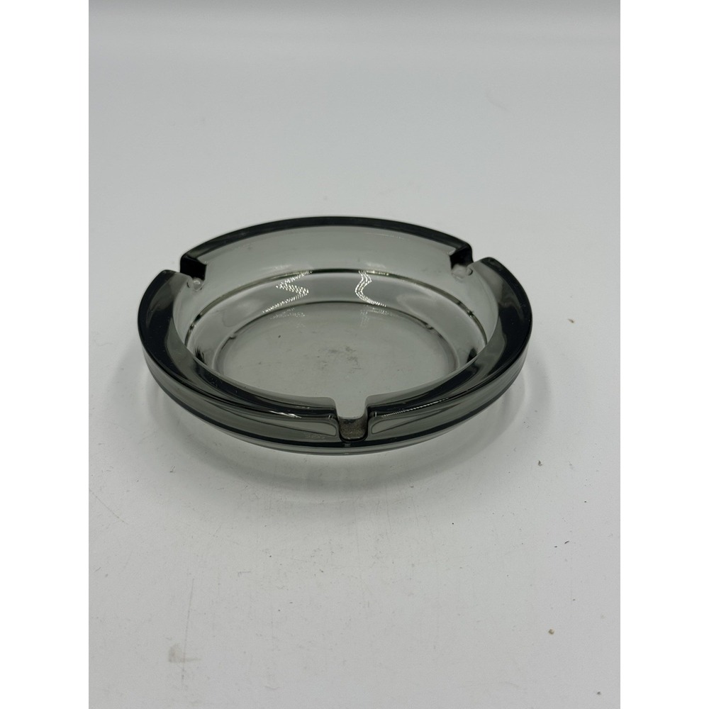 Vintage Retro Modern Smoky Gray Round Glass Art 3 Slot 4.5"